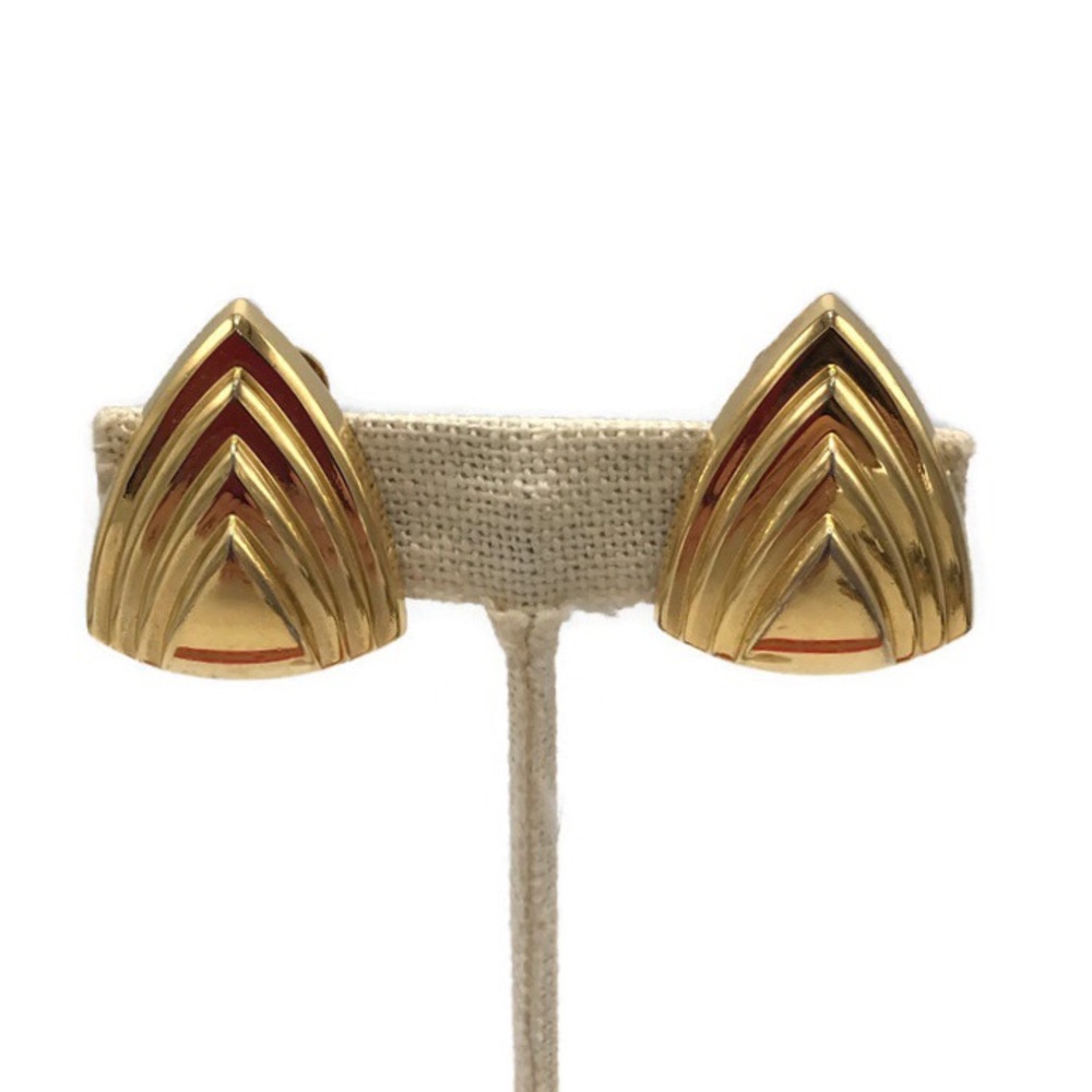 Vintage Christian Dior Triangle Gold Clip Earrings